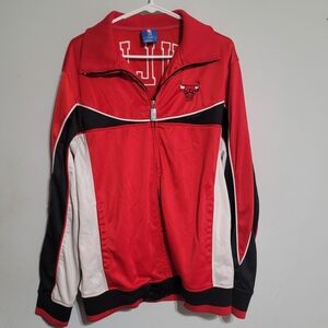 Vintage‎ Chicago Bulls Jacket UNK Size Large Stitched Red White Black Zip Up NBA